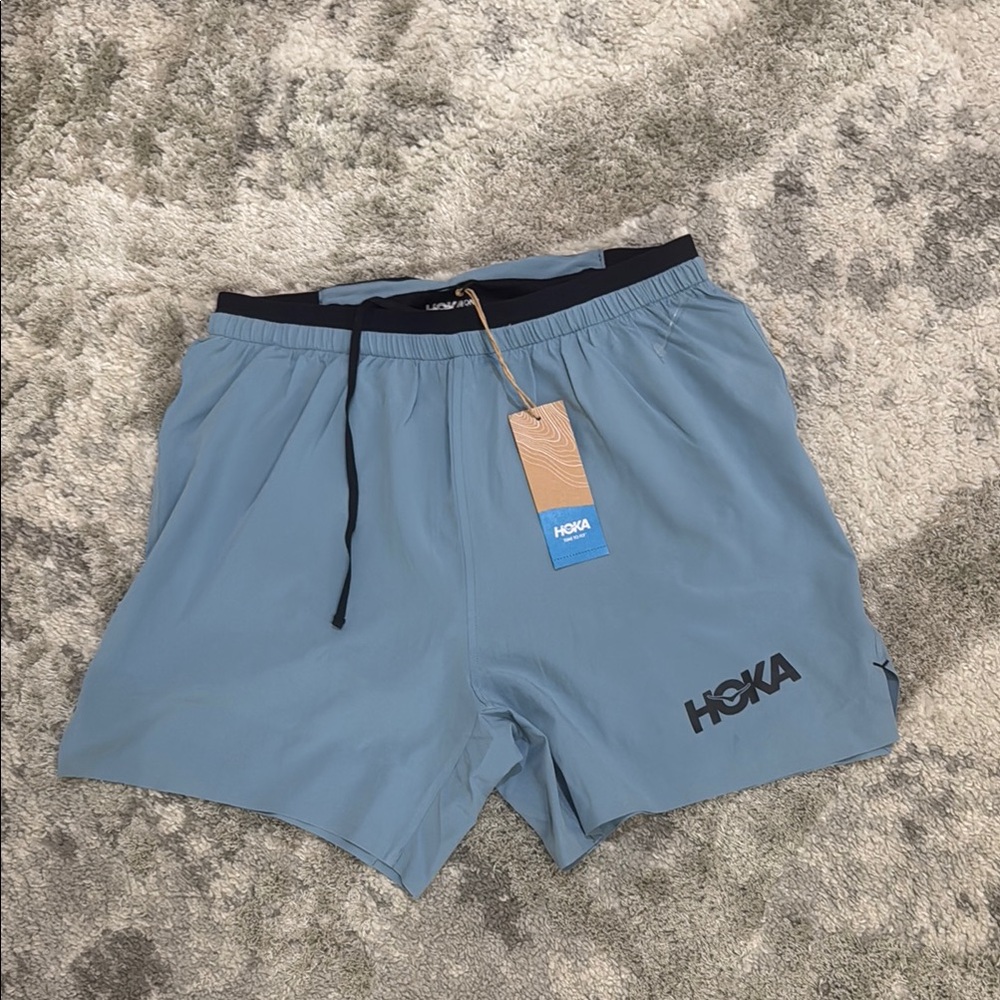 Hoka Sky Blue Running Shorts